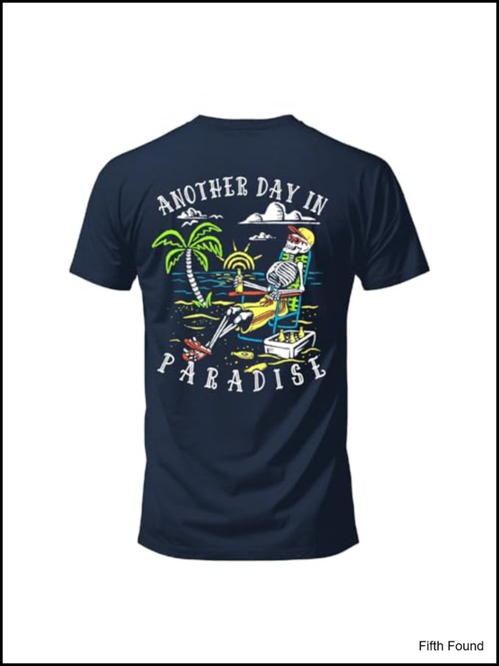 Tropical Beach Skeleton Graphic T-Shirt - Fun Summer Vacation Tee, 100% Cotton